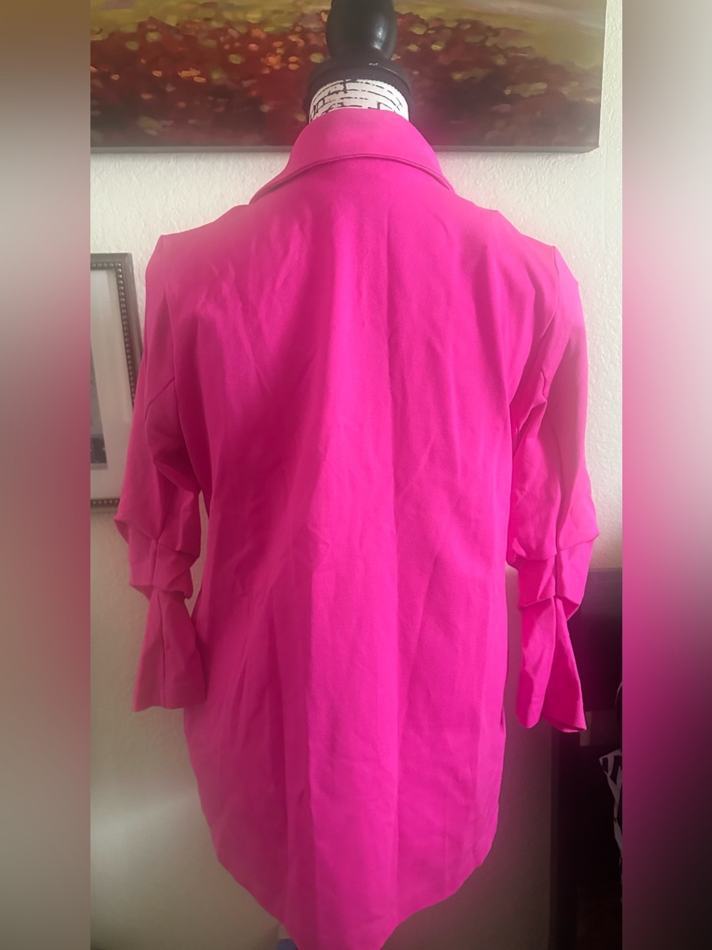 Scarlett Bright Pink Open Front Blazer Jacket - Picture 3 of 9